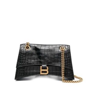 Balenciaga Hourglass Small Crocodile Embossed bag w. Gold chain